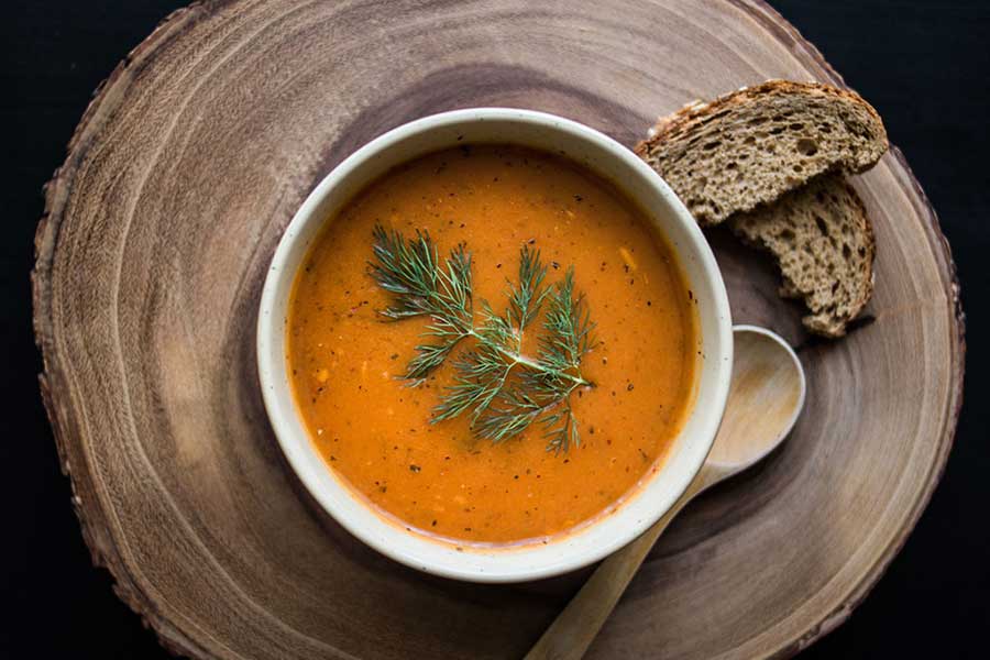 Tarhana soup on wooden top